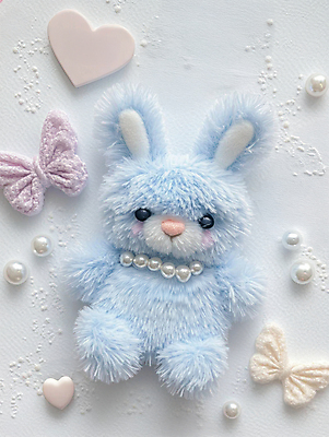 JPG 편집이미지 나비 사람없음 파란색 하트 진주 토끼인형 DIY 키링 홈메이드 편집실사 AI포토 AI콘텐츠 모양 인형 컬러 곤충 취미 토끼 보석 CG 만들기 파일형식