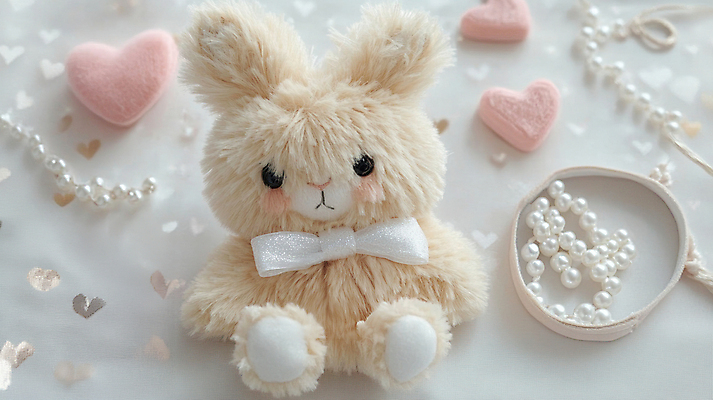 JPG 편집이미지 리본 사람없음 곰인형 하트 진주 DIY 베이지색 키링 홈메이드 편집실사 AI포토 AI콘텐츠 모양 인형 컬러 취미 보석 CG 만들기 파일형식