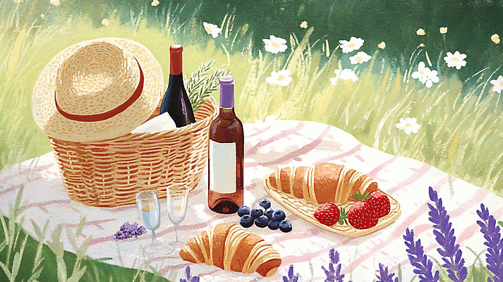 JPG 꽃 일러스트 자연 딸기 잔 주류 사람없음 소풍 바구니 봄풍경 크루아상 돗자리 밀짚모자 블루베리 국내일러스트 AI일러스트 AI콘텐츠 식물 모자_잡화 식기 음료 빵 과일 풍경 야외활동 봄 생태계 파일형식