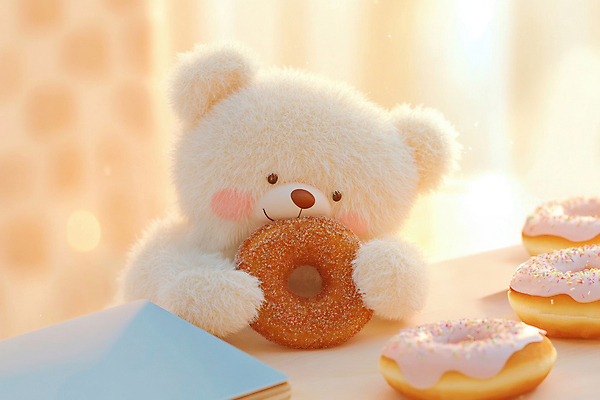 JPG 편집이미지 휴식 사람없음 햇빛 곰인형 잡기 도넛 체크무늬 베이지색 오후 편집실사 AI컴퓨터그래픽 AI콘텐츠 인형 컬러 컨셉 무늬 모션 디저트 태양 CG 파일형식