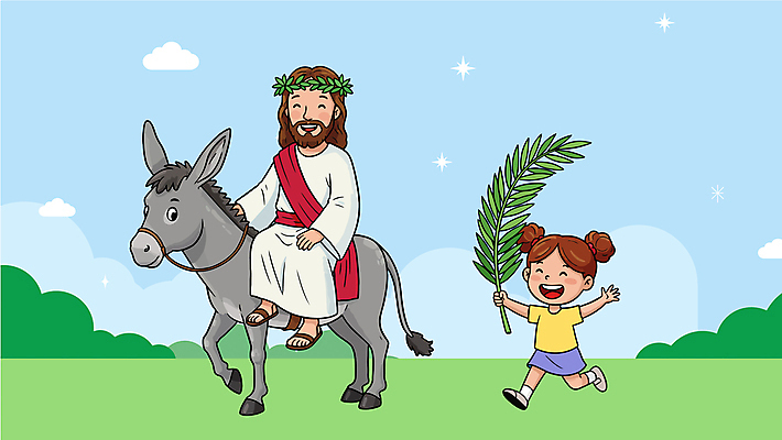 전신 여자 남자 기독교 어린이 잎 일러스트 하늘 팔벌리기 웃음 소녀 성인 두명 달리기 예수 즐거움 당나귀 당나귀타기 월계관 국내일러스트 AI파일 식물 감정 종교 모션 표정 사람 말_동물 신_종교 승차 파일형식 벡터