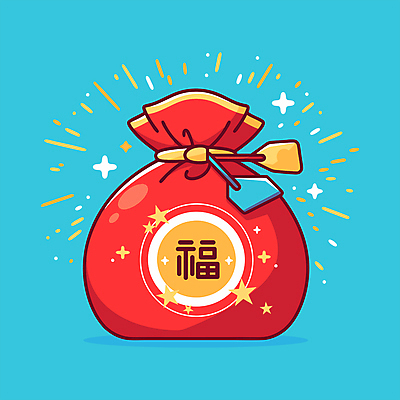 하늘색 일러스트 새해 복주머니 사람없음 빨간색 반짝임 설날 끈 복 이름표 국내일러스트 AI파일 명절 컬러 모션 전통소품 파란색 한자 파일형식 벡터