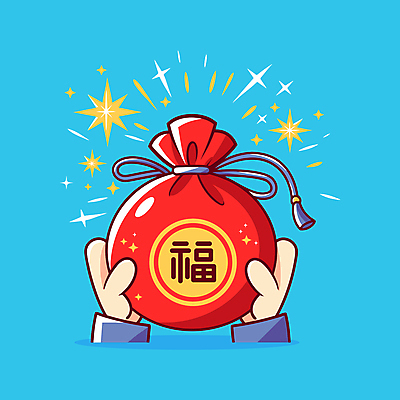 손 하늘색 일러스트 새해 복주머니 신체부위 빨간색 반짝임 설날 잡기 끈 복 국내일러스트 AI파일 명절 컬러 모션 전통소품 사람 파란색 한자 파일형식 벡터