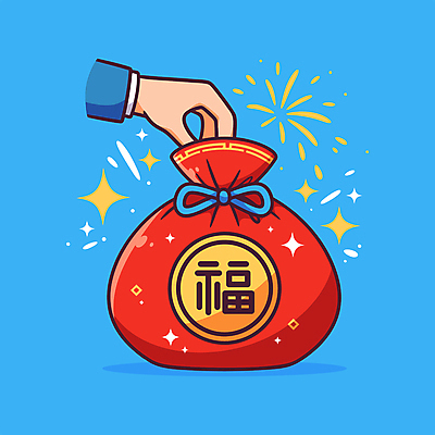 손 하늘색 일러스트 새해 복주머니 신체부위 빨간색 반짝임 설날 끈 복 주머니손 국내일러스트 AI파일 명절 컬러 모션 전통소품 사람 파란색 한자 파일형식 벡터