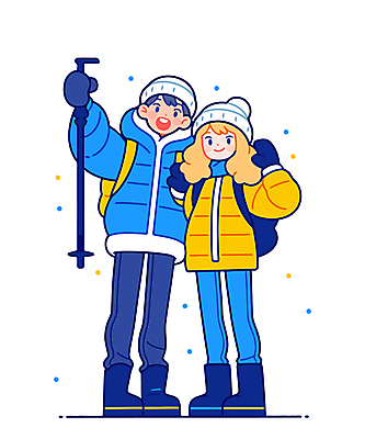 전신 커플 여자 남자 겨울 일러스트 털모자 웃음 들기 성인 두명 파란색 눈 잡기 익스트림스포츠 등산복 등산가방 등산스틱 성인만 일러캐릭터 AI파일 자연요소 캐릭터 모자_잡화 옷 계절 스포츠 컬러 가방 관계 모션 날씨 표정 사람 등산 등산용품 파일형식 벡터