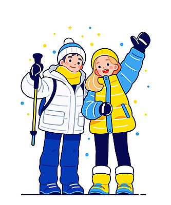 전신 커플 여자 남자 겨울 일러스트 털모자 웃음 들기 성인 두명 파란색 눈 익스트림스포츠 등산복 손인사 등산가방 등산스틱 성인만 일러캐릭터 AI파일 자연요소 캐릭터 모자_잡화 옷 계절 스포츠 컬러 가방 관계 모션 날씨 표정 사람 등산 인사 등산용품 파일형식 벡터
