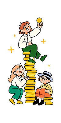 전신 여자 남자 일러스트 미소 웃음 들기 앉기 성인 세명 반짝임 저축 잡기 재산 즐거움 동전탑 소득 챙모자 성인만 안경낌 연말정산 국내일러스트 AI파일 모자_잡화 감정 안경 모션 표정 사람 금융 경제 쌓기 동전 파일형식 벡터