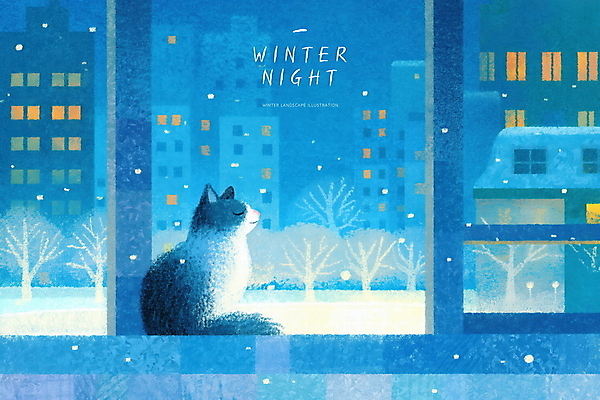 PSD 나무 겨울 일러스트 밤하늘 실내 사람없음 건물 파란색 도시풍경 고양이 눈 창가 감성 파스텔 국내일러스트 자연요소 식물 건축물 계절 컬러 컨셉 창문 포유류 하늘 날씨 학용품 풍경 내부 반려동물 도시 야간 파일형식