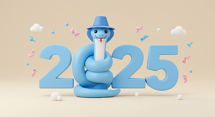 JPG 구름 편집이미지 하늘색 새해 3D캐릭터 타이포그라피 사람없음 숫자 귀여움 입체 꽃가루 2025년 을사년 편집3D 푸른뱀 푸른뱀캐릭터 AI컴퓨터그래픽 AI콘텐츠 갓모자 자연요소 문자 캐릭터 모자_잡화 컨셉 전통소품 파란색 3D 뱀 가루 연도 뱀캐릭터 파일형식