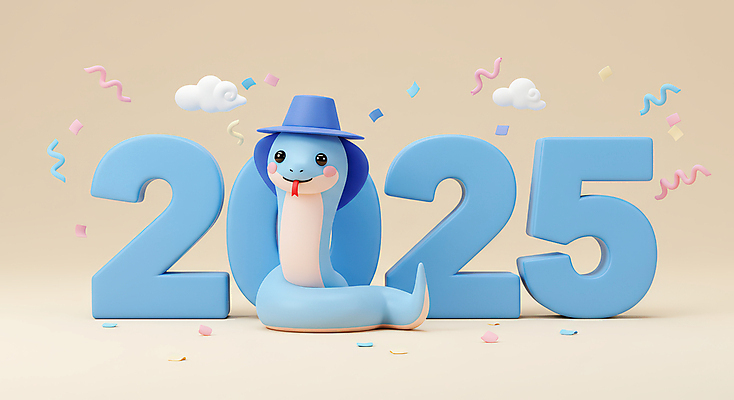 JPG 구름 편집이미지 하늘색 새해 3D캐릭터 타이포그라피 사람없음 숫자 귀여움 입체 꽃가루 2025년 을사년 편집3D 푸른뱀 푸른뱀캐릭터 AI컴퓨터그래픽 AI콘텐츠 갓모자 자연요소 문자 캐릭터 모자_잡화 컨셉 전통소품 파란색 3D 뱀 가루 연도 뱀캐릭터 파일형식