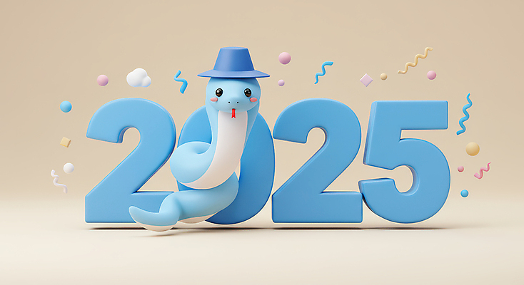 JPG 구름 편집이미지 하늘색 새해 3D캐릭터 타이포그라피 사람없음 숫자 귀여움 입체 꽃가루 2025년 을사년 편집3D 푸른뱀 푸른뱀캐릭터 AI컴퓨터그래픽 AI콘텐츠 갓모자 자연요소 문자 캐릭터 모자_잡화 컨셉 전통소품 파란색 3D 뱀 가루 연도 뱀캐릭터 파일형식