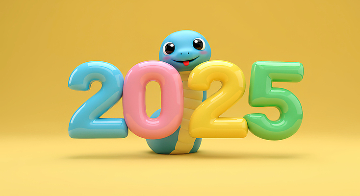 JPG 편집이미지 새해 3D캐릭터 미소 타이포그라피 사람없음 숫자 노란색 3D 기쁨 2025년 을사년 편집3D 푸른뱀 푸른뱀캐릭터 AI컴퓨터그래픽 AI콘텐츠 문자 캐릭터 감정 컬러 표정 뱀 연도 디지털합성 뱀캐릭터 파일형식