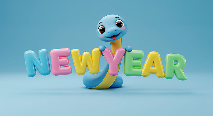 JPG 편집이미지 하늘색 새해 3D캐릭터 미소 타이포그라피 사람없음 3D 기쁨 해피뉴이어 2025년 을사년 편집3D 푸른뱀 푸른뱀캐릭터 AI컴퓨터그래픽 AI콘텐츠 문자 캐릭터 감정 표정 파란색 새해인사 뱀 연도 디지털합성 뱀캐릭터 파일형식