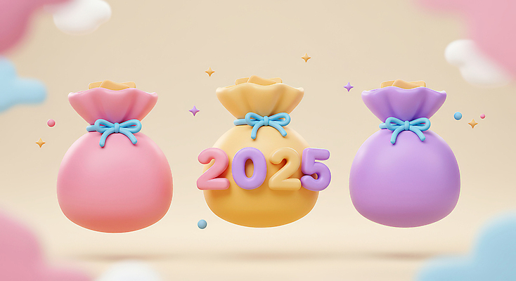 JPG 구름 편집이미지 리본 복주머니 선물 사람없음 반짝임 3D 세개 2025년 을사년 편집3D AI컴퓨터그래픽 AI콘텐츠 자연요소 모션 전통소품 3 연도 디지털합성 파일형식