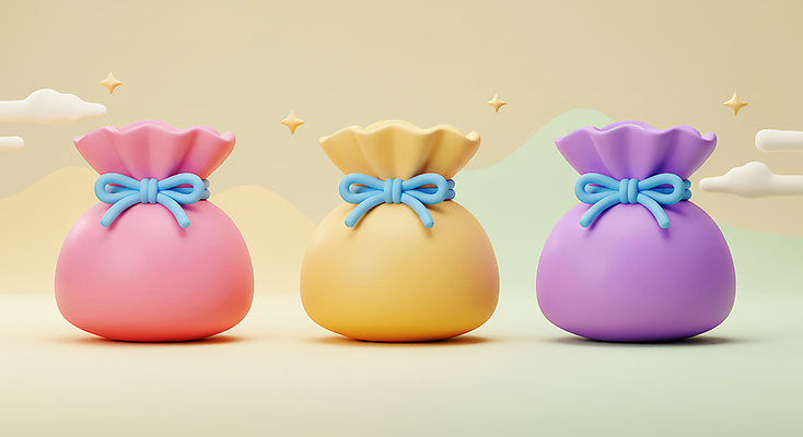 JPG 구름 편집이미지 리본 산 복주머니 선물 사람없음 반짝임 3D 세개 편집3D AI컴퓨터그래픽 AI콘텐츠 자연요소 모션 전통소품 3 디지털합성 파일형식