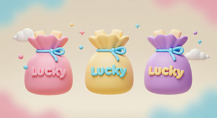 JPG 구름 편집이미지 복주머니 선물 사람없음 반짝임 3D 세개 행운 편집3D AI컴퓨터그래픽 AI콘텐츠 자연요소 컨셉 모션 전통소품 3 디지털합성 파일형식