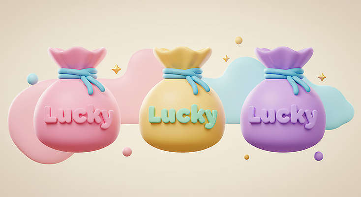 JPG 구름 편집이미지 복주머니 선물 사람없음 반짝임 3D 세개 행운 편집3D AI컴퓨터그래픽 AI콘텐츠 자연요소 컨셉 모션 전통소품 3 디지털합성 파일형식