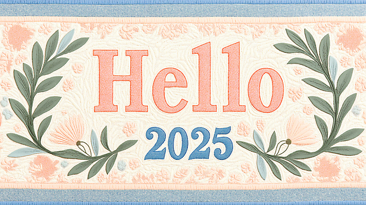 JPG 편집이미지 꽃 사람없음 숫자 봄 풀잎 자수 퀼트 2025년 을사년 편집실사 AI포토 AI콘텐츠 식물 문자 계절 잎 풀_식물 연도 CG 파일형식