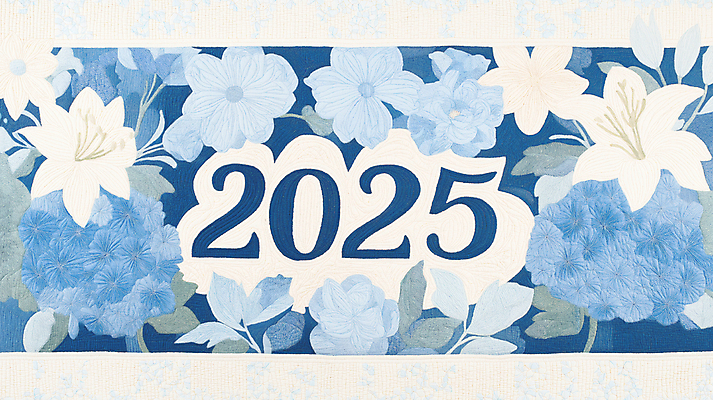 JPG 편집이미지 꽃 잎 사람없음 파란색 봄 자수 퀼트 2025년 을사년 편집실사 AI포토 AI콘텐츠 식물 계절 컬러 연도 CG 파일형식