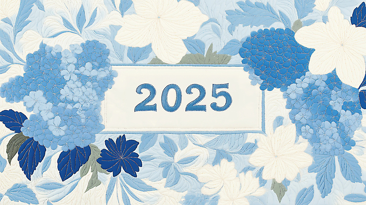 JPG 편집이미지 꽃 잎 사람없음 파란색 봄 자수 퀼트 2025년 을사년 편집실사 AI포토 AI콘텐츠 식물 계절 컬러 연도 CG 파일형식