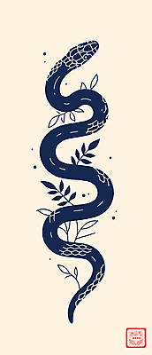 디자인 잎 곡선 일러스트 사람없음 2025년 을사년 국내일러스트 푸른뱀 AI파일 식물 선 뱀 연도 파일형식 벡터