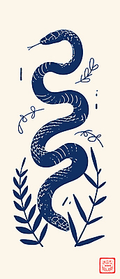 디자인 잎 곡선 일러스트 사람없음 2025년 을사년 국내일러스트 푸른뱀 AI파일 식물 선 뱀 연도 파일형식 벡터