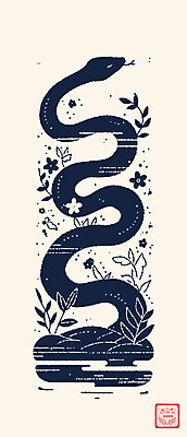 디자인 잎 곡선 일러스트 사람없음 2025년 을사년 국내일러스트 푸른뱀 AI파일 식물 선 뱀 연도 파일형식 벡터