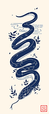 디자인 잎 곡선 일러스트 사람없음 2025년 을사년 국내일러스트 푸른뱀 AI파일 식물 선 뱀 연도 파일형식 벡터