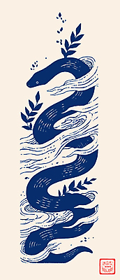 디자인 잎 곡선 일러스트 사람없음 2025년 을사년 국내일러스트 푸른뱀 AI파일 식물 선 뱀 연도 파일형식 벡터