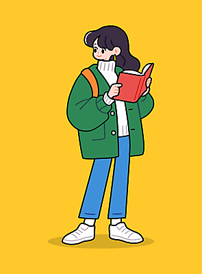 전신 여자 가방 일러스트 한명 미소 들기 성인 취미 책 독서 노란색 자기계발 성인여자한명만 일러캐릭터 AI파일 캐릭터 1 잡화 컬러 모션 표정 사람 여자한명만 성인여자만 파일형식 벡터