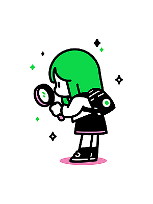 전신 여자 어린이 가방 일러스트 돋보기 아이디어 한명 들기 소녀 반짝임 관찰 호기심 소녀한명만 국내일러스트 AI파일 1 잡화 감정 컨셉 모션 사람 여자한명만 소녀만 파일형식 벡터