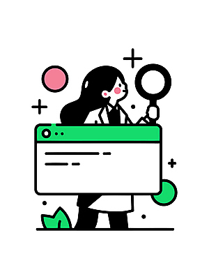 전신 여자 일러스트 돋보기 아이디어 한명 미소 들기 성인 관찰 실험복 호기심 검색창 성인여자한명만 국내일러스트 AI파일 1 감정 컨셉 모션 표정 사람 가운 여자한명만 성인여자만 파일형식 벡터