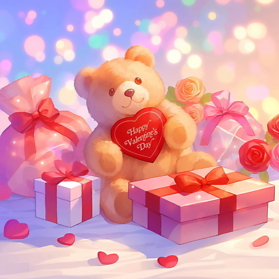 PSD 리본 일러스트 발렌타인데이 선물포장 사랑 들기 사람없음 선물상자 빛 장미 초콜릿 곰인형 로맨틱 하트 분위기 보케 국내일러스트 모양 꽃 감정 인형 컨셉 포장 모션 데이이벤트 디저트 선물 상자 파일형식
