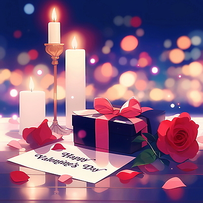 PSD 리본 일러스트 식탁 발렌타인데이 사랑 사람없음 선물상자 빛 장미 초콜릿 로맨틱 하트 분위기 촛대 보케 국내일러스트 카드프레임 모양 꽃 감정 컨셉 데이이벤트 탁자 디저트 프레임 선물 상자 파일형식