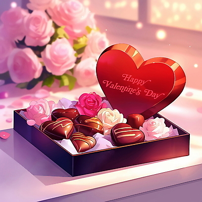 PSD 리본 일러스트 식탁 발렌타인데이 사랑 사람없음 빛 장미 초콜릿 로맨틱 분위기 보케 하트상자 국내일러스트 꽃 감정 컨셉 데이이벤트 탁자 디저트 상자 파일형식
