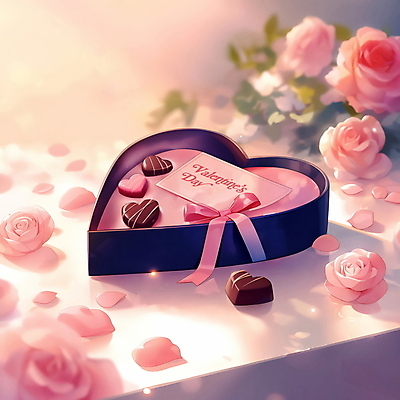 PSD 리본 일러스트 식탁 발렌타인데이 사랑 사람없음 빛 장미 초콜릿 로맨틱 하트 분위기 국내일러스트 모양 꽃 감정 컨셉 데이이벤트 탁자 디저트 파일형식