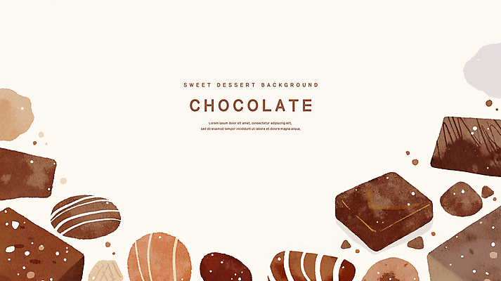 PSD 일러스트 수채화 프레임 발렌타인데이 사람없음 갈색 초콜릿 달콤 카피스페이스 국내일러스트 컬러 데이이벤트 디저트 공백 맛 파일형식