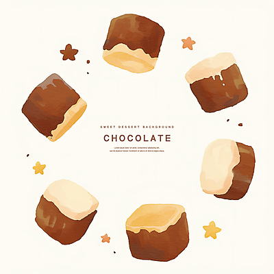 PSD 일러스트 수채화 프레임 발렌타인데이 사람없음 갈색 초콜릿 달콤 카피스페이스 국내일러스트 컬러 데이이벤트 디저트 공백 맛 파일형식