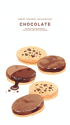 PSD 일러스트 수채화 발렌타인데이 사람없음 갈색 초콜릿 달콤 초코쿠키 국내일러스트 컬러 데이이벤트 디저트 쿠키 맛 파일형식