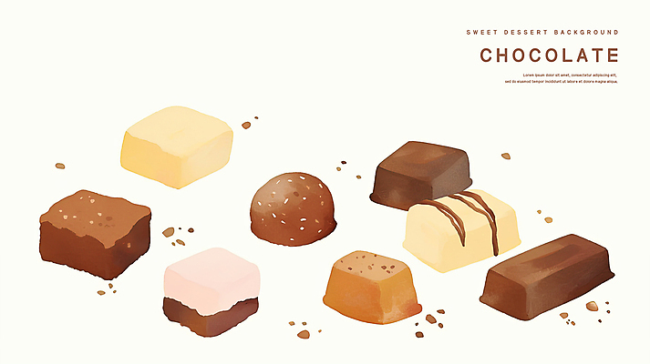 PSD 일러스트 수채화 발렌타인데이 사람없음 갈색 초콜릿 달콤 국내일러스트 컬러 데이이벤트 디저트 맛 파일형식