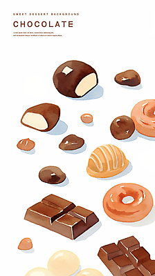PSD 일러스트 수채화 발렌타인데이 사람없음 갈색 초콜릿 달콤 국내일러스트 컬러 데이이벤트 디저트 맛 파일형식
