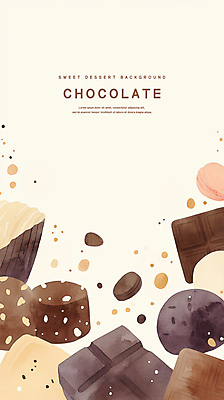 PSD 일러스트 수채화 프레임 발렌타인데이 사람없음 갈색 초콜릿 달콤 카피스페이스 국내일러스트 컬러 데이이벤트 디저트 공백 맛 파일형식