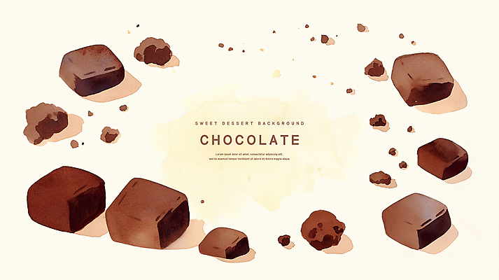 PSD 일러스트 수채화 프레임 발렌타인데이 사람없음 갈색 초콜릿 달콤 카피스페이스 국내일러스트 컬러 데이이벤트 디저트 공백 맛 파일형식