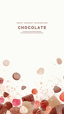 PSD 일러스트 수채화 프레임 발렌타인데이 사람없음 갈색 초콜릿 달콤 국내일러스트 컬러 데이이벤트 디저트 맛 파일형식