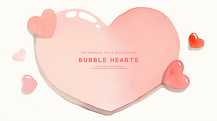 PSD 분홍색 일러스트 수채화 프레임 사랑 사람없음 하트백그라운드 감성 국내일러스트 감정 컬러 백그라운드 컨셉 하트 파일형식