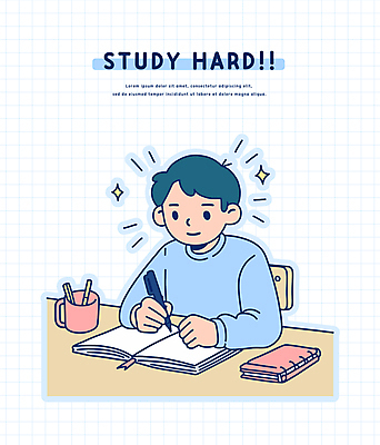 학생 남자 일러스트 청소년 한명 앉기 책 컵 반짝임 연필 펜 다이어리 기록 잡기 책상 연필꽂이 스프링수첩 열공 플래너 십대남자한명만 국내일러스트 AI파일 1 식기 가구 모션 문구용품 학용품 사람 학습 필기구 사무용품 남자한명만 십대남자만 파일형식 벡터