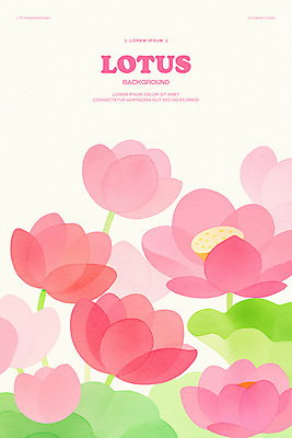 PSD 분홍색 꽃백그라운드 일러스트 수채화 연꽃 사람없음 연잎 국내일러스트 꽃 컬러 백그라운드 잎 파일형식