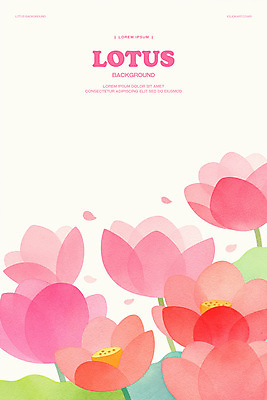 PSD 분홍색 꽃백그라운드 일러스트 수채화 연꽃 사람없음 연잎 국내일러스트 꽃 컬러 백그라운드 잎 파일형식