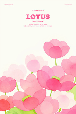 PSD 분홍색 꽃백그라운드 일러스트 수채화 연꽃 사람없음 연잎 국내일러스트 꽃 컬러 백그라운드 잎 파일형식