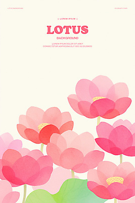 PSD 분홍색 꽃백그라운드 일러스트 수채화 연꽃 사람없음 연잎 국내일러스트 꽃 컬러 백그라운드 잎 파일형식